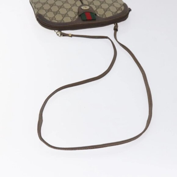 GUCCI GG Supreme Web Sherry Line Shoulder Bag PVC Beige Auth - Picture 8 of 16